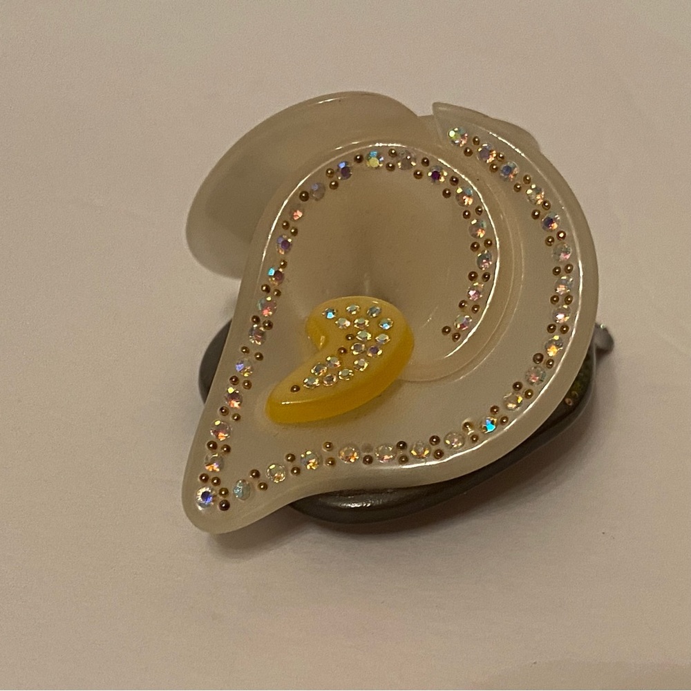 VINTAGE BROOCH PIN 2 WHITE CALLA LILY GREEN LEAF RHINESTONE BEAD ACCENT MCM - Picture 12 of 14